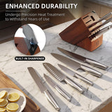 KnifeSaga Kitchen Knife Set 14 Piece Premium Japanese High Carbon Stainless Steel Knife Block Sets with Built-in Sharpener, Razor Sharp Knives Set