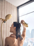 Moen Verso Brushed Gold Eight-Function 7" Wide Spray Shower Head and Detachable Handshower Combo with 72" Hose, 220C3BG