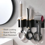 HAVICATO Hair Tool Organizer Wall Mount, Hair Dryer and Curling Iron Storage, Hair Straightener Wall Holder, 3 in 1 Vanity Organizer, Aluminum Alloy (Hair Tools Not Included)