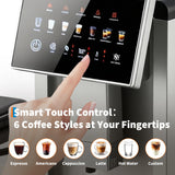3rd-Gen Espresso Coffee Maker with Milk Frother - Removable Brewer/Grinder, Adjustable Coarseness/Flavor