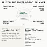 Trust in the Power of God Christian Trucker Hat, Embroidered Scripture Hat for Men & Women, Religious Apparel Charcoal/Black