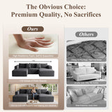 Boneless Couches for Living Room - 110" U Shaped Modular Sectional Sofa with Ottoman Oversized Deep Seat Corduroy No Assembly Memory Foam Cloud Big Comfy Convertible Floor Couch (Grey)