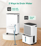 2500 Sq.Ft Dehumidifier for Basement with Drain Hose Max 34 Pints, VEAGASO Dehumidifiers for Home, Large Room, Bathroom, Bedroom, Three Modes, Intelligent Humidity Control, Dry Clothes, 24HR Timer