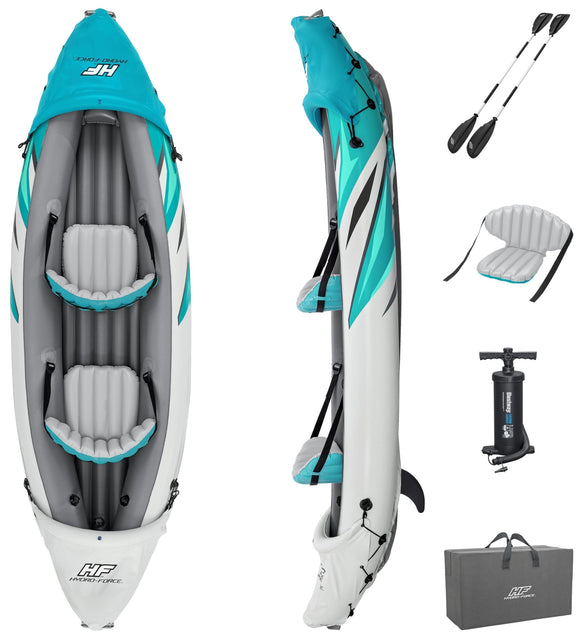 Bestway Hydro-Force 2-Person Rapid Elite Inflatable Kayak Set | Includes Kayak, 2 Aluminum Paddles, Hand Pump, 2 Fins and Carry Bag Bestway