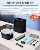 LUNCHGO® G1 – Standard(74 Wh), Smart Electric Heated Lunch Box Food Warmer – Cordless, 5 Cups, Battery Powered, 250°F Max, Scheduled Heating, Perfect for Outdoor Work, On-The-Go Meals (Carbon Black)