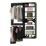 MODCART Modular Closet System, 67" Wide Closet Organizer System with Towers and Hanging, Wood Closet Tower Storage for Walk In Closets, Wall Mounted Wardrobe Organizer Kit System, Bedroom, Black