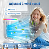 AI Portable Air Conditioners Fan with 120° Rotating Function,Evaporative Mini Room Air Conditioners,Portable AC Unit Air Cooler with 4 in 1 Humidifier Fan Conditioner(White)