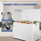 Smad Chest Deep Freezer 14 Cu Ft, Large Chest Freezer with 7 Level Adjustable Temperature,Compact Freestanding Top-opening Deep Freezer with Removable Storage Basket, Wheels, White