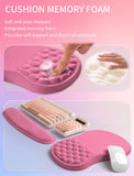 Hokafenle 2in1 Combination, Wave Keyboard Wrist Rest and Ergonomic Curvature Mouse Pad Wrist Support for Relieve Wrist Pain, Filled with Soft Cushion Memory Foam, Tough Guy Pink