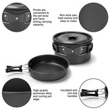 16pcs Camping Cookware Set with Folding Camping Stove, Non-Stick Lightweight Pot Pan Kettle Set with Stainless Steel Cups Odoland