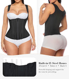 YIANNA Waist Trainer for Women Tummy Control Underbust Hourglass Corset Waist Cincher Vest Sport Girdle Postpartum Faja Body Shaper with Zipper and Hooks, YA7293-Black-XL