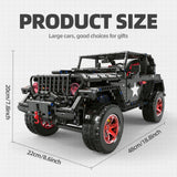 RC Off-Road SUV Wrangler Black Warrior Building Kits, 1/8 Scale Pickup Truck Car with Remote Control Lights, Challenge Building Blocks Gift for Technical Enthusiasts Adults & Teens Age 14+ (2272PCS)