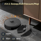 eitton Robot Vacuum and Mop Combo, 6000Pa Strong Suction, Self-Emptying Dock, 90-Day Hands-Free, LiDAR Navigation, Smart Mapping, WiFi/App/Alexa, Robotic Vacuum for Pet Hair, Hard Floors & Carpets