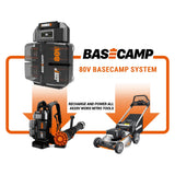 WORX Nitro WG572 80V Cordless Leaf Blower, Backpack Blower with 800CFM & 150MPH, 4 Batteries & Basecamp Charger Included