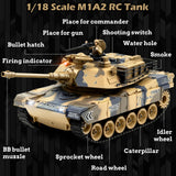 DBshoot 1/18 US M1A2 Army Tank, 2.4GHz Remote Control Model Toys, Smoke & Sound & LED Lights & Recoil Effects. RC Tank Perfect Collectible，6+ Gift Kids and Adults