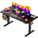 Huuger 55 x 28 Large Electric Standing Desk, Height Adjustable Computer Desk, 27.6" Deep Desktop, Stand up Gaming Office Table with 2 Hooks