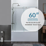 WOODBRIDGE 60" Acrylic Rectangular Alcove Soaking Bathtub in White with Left Drain, Chrome pop-up Drain Included, LB428-L