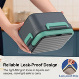 EDCREATY Electric Heated Lunch Box, 1.5L - 6.3 Cups 100W Rechargeable Smart Self-Heating Food Warmer with Removable Divider, Spoon, Fork, BPA Free, Portable Lunchbox for Car Travel Office Lake Green