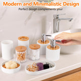 Bathroom Accessory Set,10 PCS White Bathroom Accessories Set with Trash Can, Toothbrush Holder, Soap Dispenser, Toothbrush Cup, Vanity Tray, Soap Dish, Toilet Brush, Qtip Holders