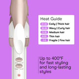 Conair Double Ceramic 1-Inch Long Barrel Curling Iron, 1-Inch Barrel Creates Classic Curls to Loose Waves, Hair Curler for Use on Short, Medium, & Long Hair, White/Rose Gold