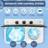 30Lbs Capacity Portable Washing Machine Nictemaw Twin Tub Compact Laundry Machine with Built-in Drain Pump, Washer and Spin Dryer Combo (19Lbs+11Lbs), Mini Washing Machine for Apartments, Dorms, RVs