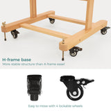 VISWIN Double-Sided Easel & Drafting Table, Hold 1 or 2 Canvas, Solid Beech Wood Artist Easel for Painting Canvas, Adjustable H Frame Easel with Tray & Wheels, Art Easel Stand for Adults, Artists