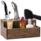 RJMKD Wooden Hair Dryer Holder - Rustic Hair Tools Organizer with 3 Circular Holes and 1 Compartment, Wooden Hair Accessories Organizer for Bathroom Vanity Countertop Storage Hair Dryer, Accessories