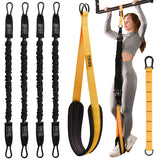 Pull Up Assistance Bands Set - 4 Heavy-Duty Pull Up Bands, Height Adjustable Strap & Comfortable Foot Strap - Stackable Pull Up Resistance Bands for Pull Ups (Yellow)