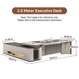 HHEvergreenEnsemble Executive Desk with Storage Cabinet (78.74IN)