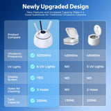 TEBAL Ultrasonic Retainer Cleaner Machine, 52kHz Ultrasonic Denture Cleaner for Night Guards, Braces, Aligner, Toothbrush, Jewelry and More, Dental Cleaning Pod with Digital Timer & 250ML, White