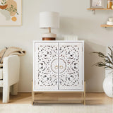MFSTUDIO Accent Storage Cabinet, Hollow Carved Buffet Cabinet
