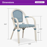 PURPLE LEAF French Bistro Armchairs Set of 2, White Finish, Light Blue