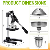 Cast Iron Juicer,nManual Juicer Hand Press, Professional Citrus Juicer, with Stainless Steel Cup, Easy to Use & Clean (Black)