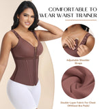 SHAPSHE Waist Trainer Corset for Women Tummy Control Sport Workout Body Shaper Vest for Postpartum Gym Zipper and Hooks Mocha 3XL