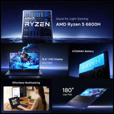 NIMO 15.6" AI-Creator-Laptop, 6-Core AMD R5-6600H 32GB RAM 1TB SSD (Beat i7 1355U up to 4.5GHz) Radeon 660M, FHD IPS 100W Fast PD for Video Editing, Multitasking, Remote Work & Study, 2-Yr Warranty