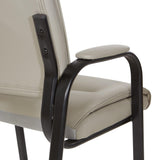 Office Star FL Series Faux Leather Guest Office Chair with Black Finish Frame, Taupe