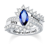 Oseew 2027 Women Senior Class Graduation Ring High School (White Gold)