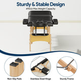 Brelley Massage Table Portable Wooden Lash Bed 24" Wide Adjustable Height 2-Fold Spa Table Foldable Tattoo Bed (Black)