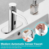 CDLODIN Automatic Sensor Touchless Bathroom Faucet, Manual Waterfall Faucets with Temperature Control Knob, Modern Chrome Sink Faucet Stainless Steel, Hands Free Lavatory Faucets for Single Hole