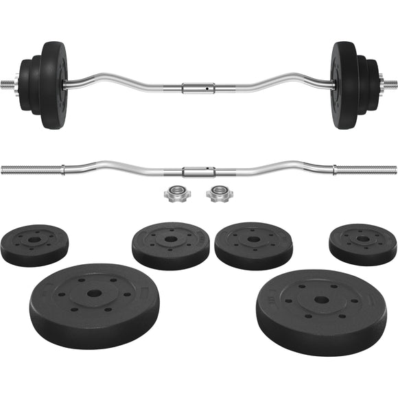 Yaheetech Barbell Weight Set - Olympic Curl Bar & 6 Olympic Weights & 2 Olympic Barbell Clamps for Lifts 44LB Yaheetech