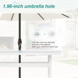 Homenjoy 7 Piece Patio Dining Set, 66" Rectangle HDPS Weather Resistant Outdoor Table & 6 Patio Chairs Set with 1.96" Umbrella Hole, Heavy Duty Chairs for Backyard Balcony Deck, White