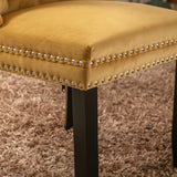 MOOLSUN Velvet Dining Chairs Set of 4, High Back Side Chairs, Modern Padded High-End Tufted Upholstered Chairs with Button-Tufted Back & Rear Pull Tabs, Solid Wood Legs E-Gold(Solid Wood Legs)