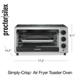 Toaster Oven Air Fryer Combo with 4 Functions Including Convection, Bake & Broil, Fits 6 Slices or 12” Pizza, Auto Shutoff, Black Proctor Silex