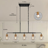 uznhty Dining Room Chandelier 5 Light Linear Pendant Lights Kitchen Island with Clear Glass Shade Dining Table Fixture, 45 Inch Adjustable Height Chandeliers for Bedroom Living Room Kitchen Island