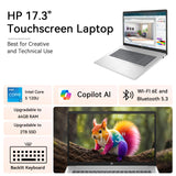 HP 17 Inch HD+ Touchscreen Laptop AI PC, Intel 10-Core 5, 16GB RAM 1TB SSD