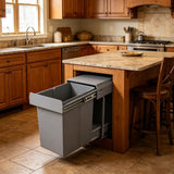 20L Hidden Pullout Trash Bin with Lid - Retractable Guide Rail, ABS Material & PP Lining, Under Sink Waste Can for Bathroom, Bedroom, Office, and Living Room