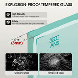 LARWORKS Frameless Glass Shower Door 5/16''(8mm), Sliding Bathroom Door56-60 in. W, 75 in. H, SGCC Tempered Glass, Explosion-Proof Film, Nano Coating, Matte Black - Square