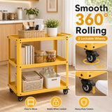 XCX 3 Tier Metal Utility Rolling Cart with Wheels, Yellow