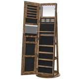 SONGMICS LED Jewelry Cabinet Standing, Lockable Armoire With Full-Length Mirror and Adjustable Lights, Space-Saving Organizer, Gift Idea, Rustic Brown UJJC008X01