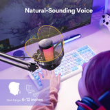 Gaming USB Microphone, Noise Cancellation Condenser mic with Mute, Gain, Monitoring, Boom Arm for Streaming, Podcast, Twitch, YouTube, Discord, PC, Computer, PS4, PS5, Mac, GamerWave DGM20S MAONO